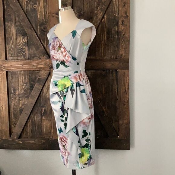 Debut silk floral dress sz-8 - Picture 3 of 8